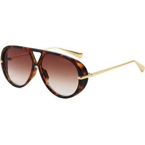 🆕Women Brown Oversized Sunglasses Retro Trendy Shield Big Large Fashion Shades